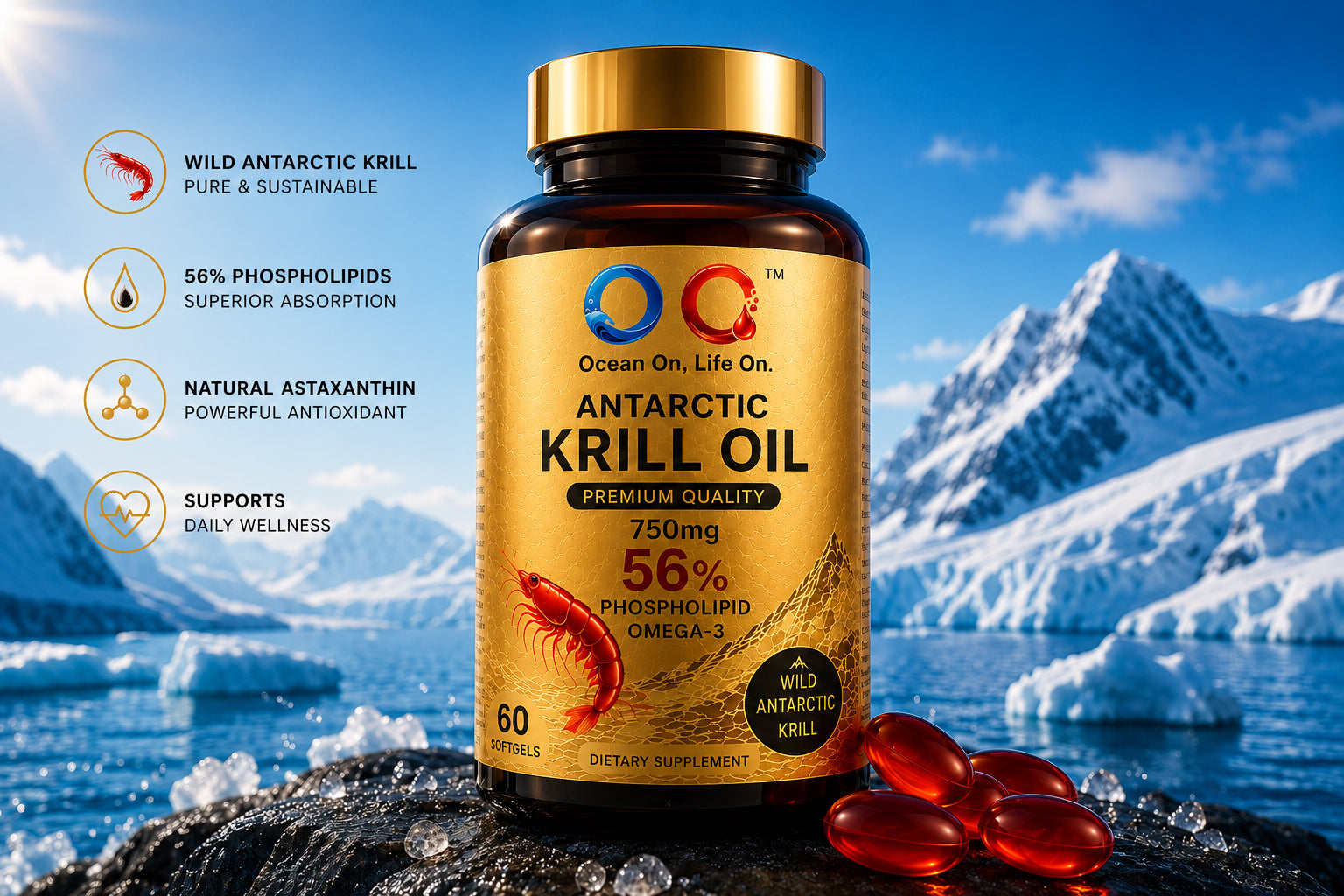 O-O Antarctic Krill Oil 750mg